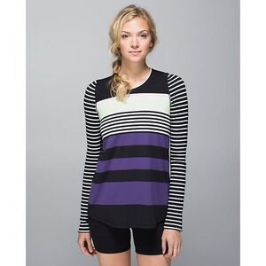 Lululemon Women's Tuck and Flow Long Sleeves Top SeaWheeze Seawall Stripe 8
